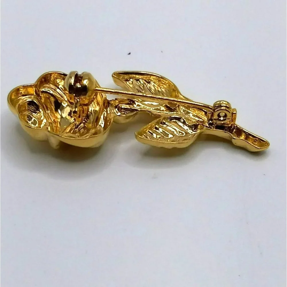 Lot of 2 Petite Vintage Gold‎ Tone Rose Flower Lapel Pins
